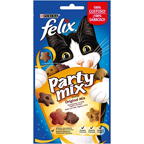 Purina Felix Party Mix Original Snacks, golosinas y chuches para gato 8 x 60 g