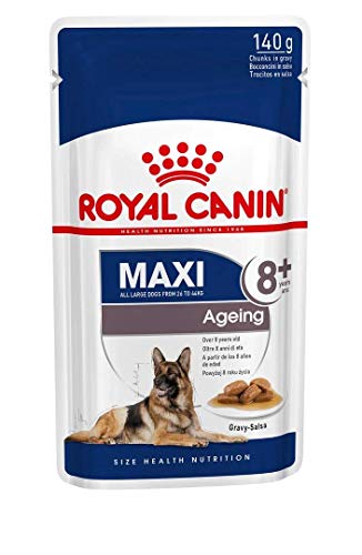ROYAL CANIN Comida húmeda Maxi Ageing 8+ Trozos de Carne en Salsa para Perros Senior de Razas Grandes - Caja 10 x 140 gr (Bolsitas)