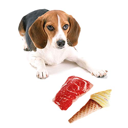 Sitrda 1 Pieza de Juguete Divertido para Mascotas, Carne, Helado, simulación de Sonido Suave y Falso, Juguete para Masticar, para Perro, Gato, Cachorro