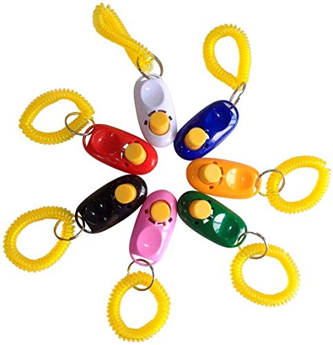 SunGrow Colorful & Practical Set de 7 Clickers con correas de muñeca y botones grandes: simple, práctico y eficaz herramientas de entrenamiento para su perro o cachorro: tamaño justo y sonido