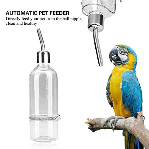 TOPINCN Alimentador de Agua del Loro Fuente de Agua Potable automática Boquilla de Acero Inoxidable Pezón Pájaro de Agua para Mascotas(L)