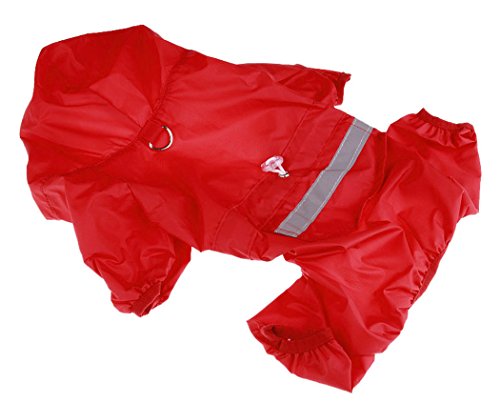 Xiaoyu chaqueta impermeable para perro de mascota con chubasquero impermeable y tiras reflectantes de seguridad ajustables para perro, rojo, M