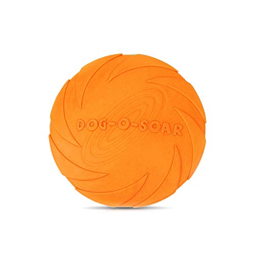 JIeGuanG Frisbee, Juguete de Goma elástica para Mascotas para Perros y Gatos pequeños, medianos, Color Naranja