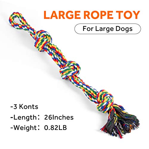 Juguetes de para perros, Juguete para masticar con 3 nudos para los que mastican con agresividad, cuerda interactiva para perros de razas grandes, Cuerdas XL de 66cm para perros grandes y fuertes