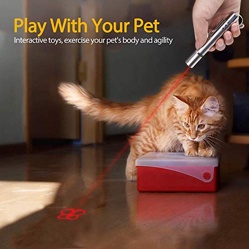 Juguetes para gatos Puntero LED, USB recargable 3 en 1 Función, Mini linterna + Luz roja + Luz ultravioleta, Interactivo Mascota Comando de luz, Herramienta de entrenamiento para Gato Perro Cazador