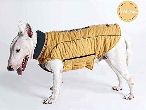 Komate Abrigo de Invierno para Perros Chaleco cálido con Vestido de Rayas Reflectantes para Perros pequeños medianos Grandes (XXXL (Cofre: 76-90cm), Amarillo)