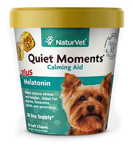 NaturVet Quiet Moments Calmante Ayuda Plus Melatonina para Perros, 70 CT Dental para Suave, Fabricado en Estados Unidos