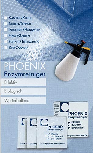 PHOENIX Limpiador enzimático 250 g en bolsa de plástico para al menos 12,5 litros limpiador universal, eliminador de olores, eliminador de olores y olores, orina permanente de estrich UVM.
