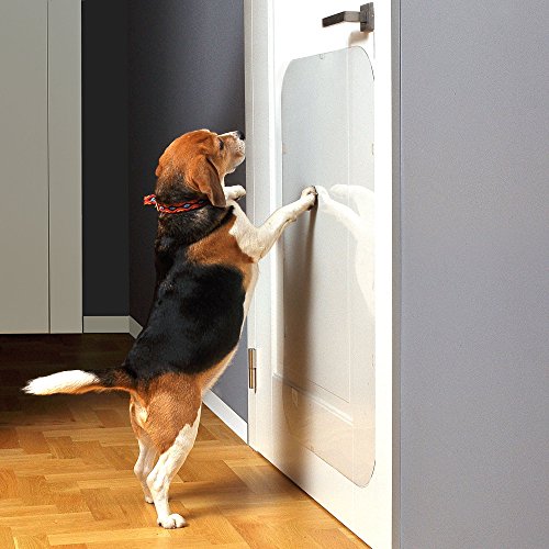 Protector de arañazos de perro para puerta de PETFECT. Juego de 2 protectores de arañazos para puerta para uso interior y exterior, transparente (35,5 x 24)