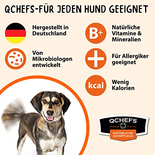 QCHEFS Puffed Sticks | comida para perros | contra el mal aliento | limpieza dental | bienestar para alérgicos | aliento y la placa