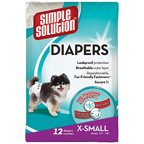 Simple Solution nuevo true Fit pañales femeninos desechables para perros con indicador de humedad XS/Toy-12 Pack