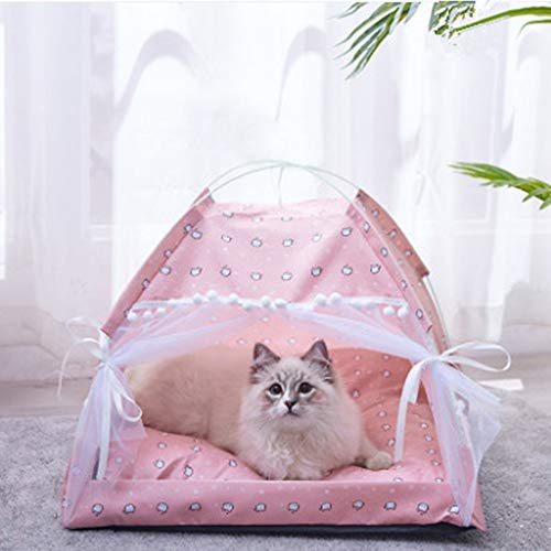 Tienda de campaña para gato cachorro caseta portátil tipi perros gatos conejos nido y gato con cojín extraíble mosquitera ventana juguete de gato para casa viaje camping