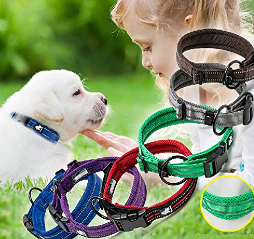 Tineer Ajustable Nylon Collares de Perro Acolchado Suave Collar Reflectante para el Entrenamiento del Perro al Aire Libre cómodo Collar de Mascotas para Todas Las Razas (XS (30-35cm), Rojo)