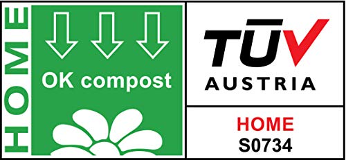 TSP bio de hundekot Bolsa Premium – con asas – OK Compost Home certificada – 100% compostable biodegradable y doméstica (sin Oxo.) – Grande, extra dick (18µm), seguro y resistente a la humedad