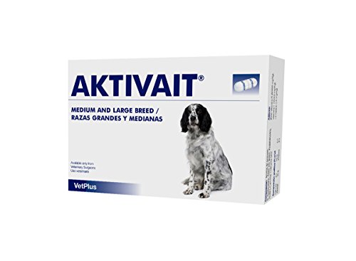 VetPlus Aktivait Blister con 60 Comprimidos de Suplemento contra el Envejecimiento Cerebral de Perros Razas Grandes