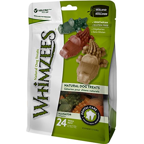 Whimzees - Paquete de 24 snacks con forma de cocodrilos para perros (Talla Única/Multicolor)