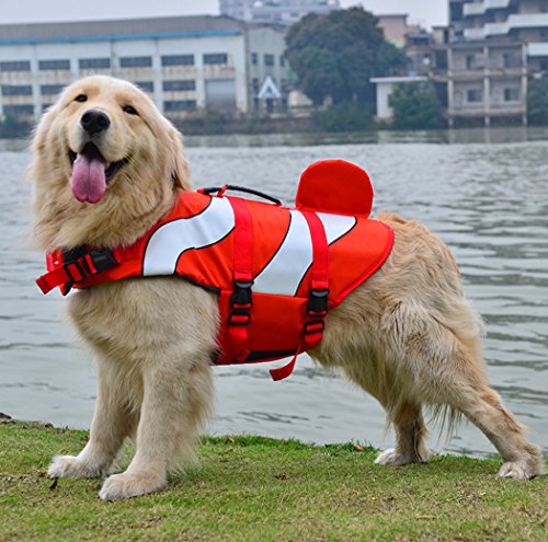 Xiaoyu Chaleco Salvavidas para Perros, Chaleco Salvavidas Ajustable para Mascotas, Salvavidas para Mascotas, Chaleco Salvavidas para Nadadores Principiantes, Rojo, S
