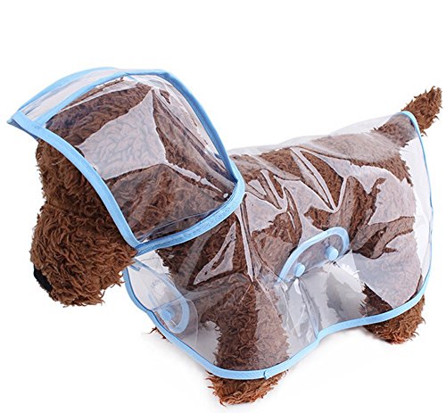 zoonpark® Mascota Perro Chubasquero Poncho, perro cachorro mascota ligero impermeable Teddy, transparente plástico Poncho chubasquero para pequeño o mediano Perros