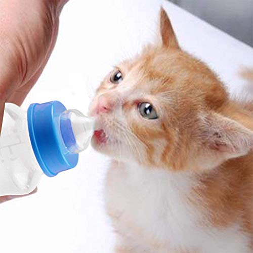 2 Piezas Botella de Leche del Animal Doméstico,Kits de Biberones de Enfermería para Mascotas de 150 ML con Pezones de Repuesto para Gatitos Cachorros de Animales Pequeños,(Color al Azar)