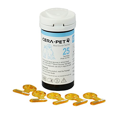 50 x Tiras Reactivas de Prueba para el Medidor de Glucosa en Sangre Veterinario Cerapet, especialmente calibrado para su uso en perros y gatos