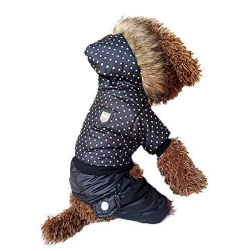 Abrigo para Mascotas de Espesor cálido de Invierno Ropa Popular con Capucha para Perros Chaquetas de Cachorro de Gato con patrón de Puntos