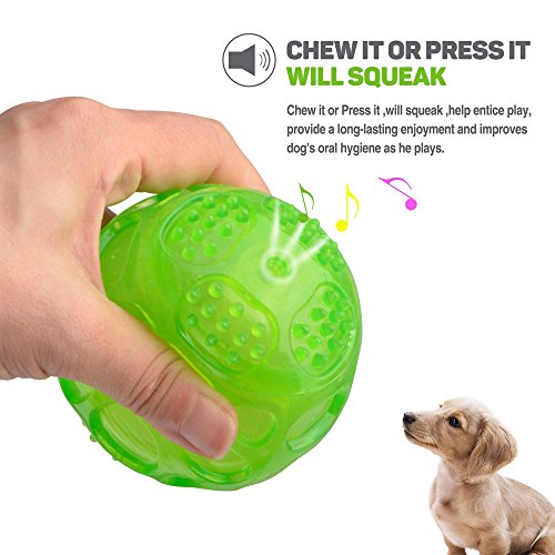 ACEONE Pelota Perro Impermeable Bola Inflable Goma Juguete de Goma, Squeaker Squeeze Pet Ball Juguetes, Interactiva para Perros Traning (3 Piezas)
