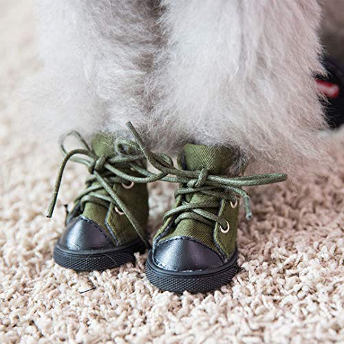 AMURAO Botas para Perros Mascotas Zapatos de Lona Suaves Antideslizantes Otoño Invierno Mantener Calzado cálido para Perros pequeños