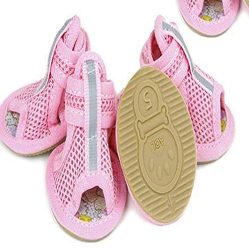 AMURAO Sandalias de Malla Lindas para Mascotas Zapatos de Color Caramelo Transpirables Botas para Perros pequeños Correas Ajustables Calzado para Cachorros