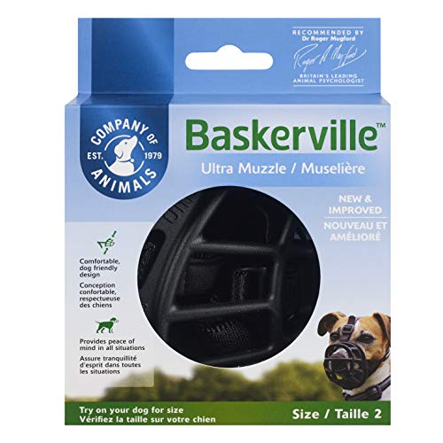Baskerville Ultra - Bozal de goma, Negro, Talla 2 (Longitud: 6 cm/Anchura: 27 cm)