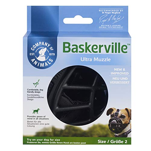 Baskerville Ultra - Bozal de goma, Negro, Talla 2 (Longitud: 6 cm/Anchura: 27 cm)