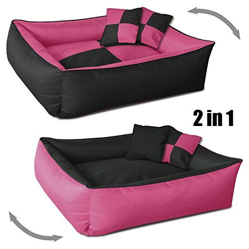 BedDog® 2en1 colchón para Perro MAX Quattro XXXL Aprox. 150X110 cm, 9 Colores, Cama, sofá,Cesta para Perro, Rosa/Negro