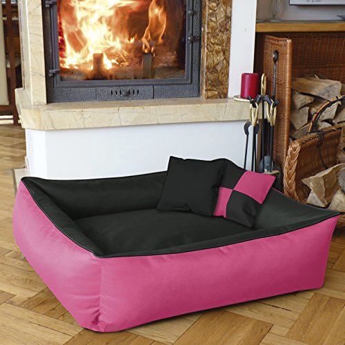 BedDog® 2en1 colchón para Perro MAX Quattro XXXL Aprox. 150X110 cm, 9 Colores, Cama, sofá,Cesta para Perro, Rosa/Negro