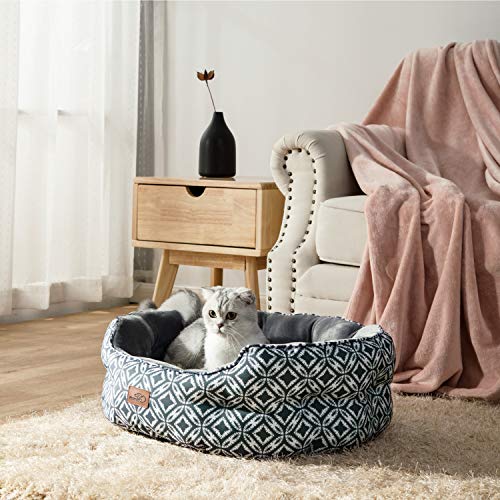 Bedsure Cama Gato Grande Verano - Camas para Gatos Suave y Lavable, Cojin Perro Pequeño Interior y Redonda, 64x53x23 cm