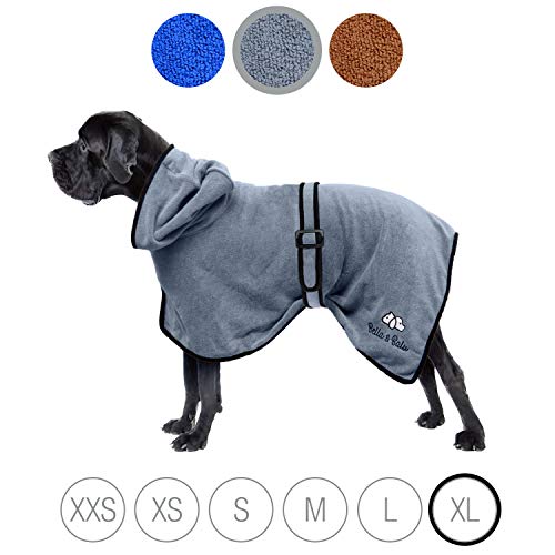 Bella & Balu Albornoz para perro XL de Microfibra Absorbente – Toalla para perros para secado tras el baño o de paseo bajo la lluvia