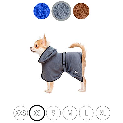 Bella & Balu Albornoz para perro XS de Microfibra Absorbente – Toalla para perros para secado tras el baño o de paseo bajo la lluvia