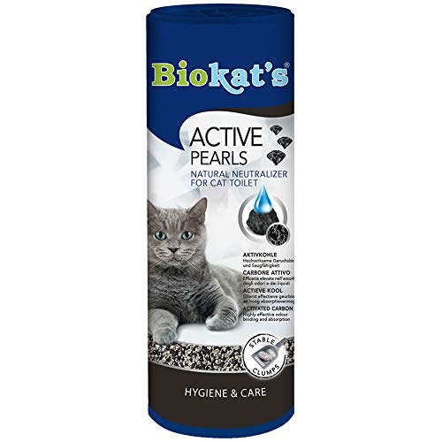 Biokat's Active Pearls con carbón activo – Aditivo neutralizador de olores para areneros de gatos – Prolonga el uso de la arena para gatos de uso común – 1 bote (1 x 700 ml)