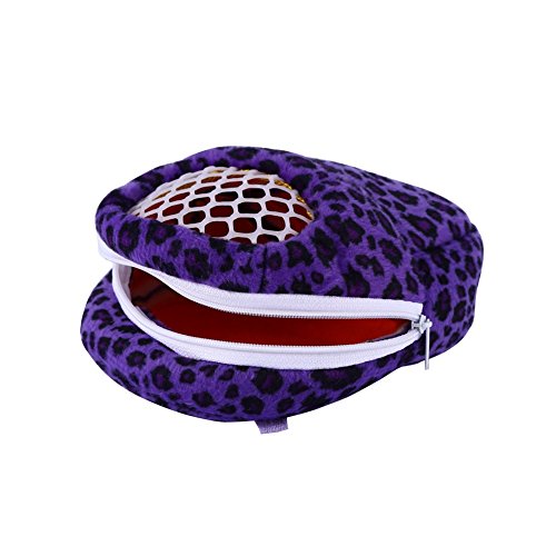 Bolso Tipo Mochila Ideal para Transporte de Animales Pequeño Hamster Erizo Diseño de Leopardo Estampado Animal Mochila de Viaje con Correa (Color: Violeta Talla:13cm x 18cm)