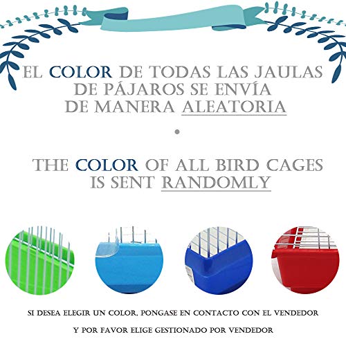 BPS Jaula Pájaros Metal con Comedero Bebedero Columpio Saltador Cubeta 2 Tamaños M/L Color envia al Azar (M: 30 x 23 x 47 cm) BPS-1207