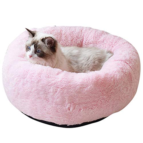 BVAGSS Cama para Mascotas Relajante Cama Redonda Nido Cálido para Gatos y Perros Pequeños XH029 (S, Pink)