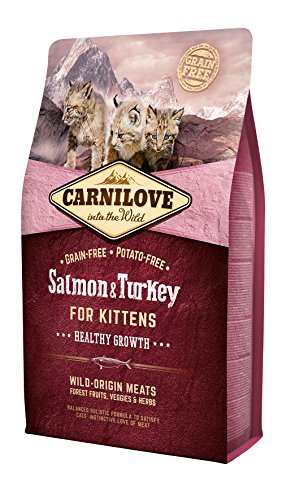 Carnilove 512225 alimento seco para Gatos Kitten Salmon, Pavo 2 kg - Alimentos Secos para Gatos (Kitten, Salmon, Pavo, 2 kg, Cualquier Raza, 75% Wild-Origin Meats)