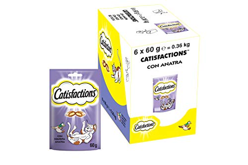 Catisfactions Friandises pour Chat au Canard en Sachet de 60 g - Pack de 6