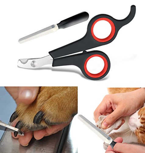 CEESC - Tijeras cortadoras de uñas para mascotas con kit de lima de uñas profesional, corte cómodo para gatitos, cachorros, conejos y otras mascotas pequeñas