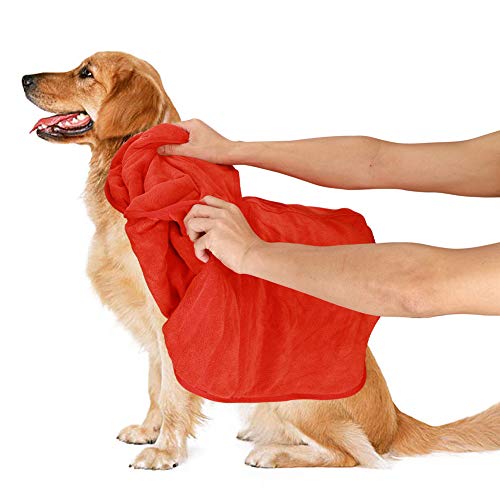 CENGYIUK - Toalla de baño para perro con correa ajustable, microfibra de secado rápido, superabsorbente para mascotas