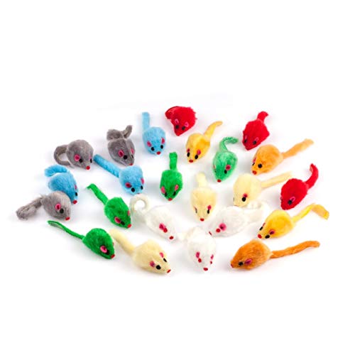 Chiwava 36 Piezas 10,5 cm Juguetes para Gatos Peludo Ratones sonajero pequeño Ratón Gato Gatito Interactivo, Colores Variados