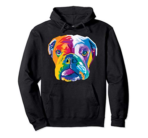 Colorido bulldog inglés Lindo perro geométrico estilo pop ar Sudadera con Capucha