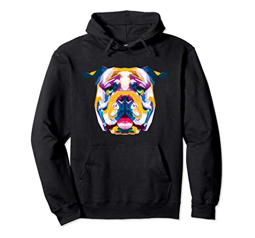 Colorido bulldog inglés Lindo perro geométrico estilo pop ar Sudadera con Capucha