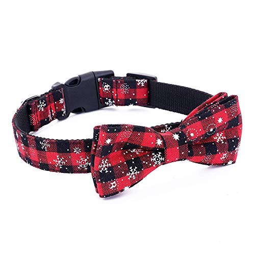 Da.Wa 1X Lindo Perro Cachorro Gato Moda Collar de Lazo Rojo Copo de Nieve Navidad L