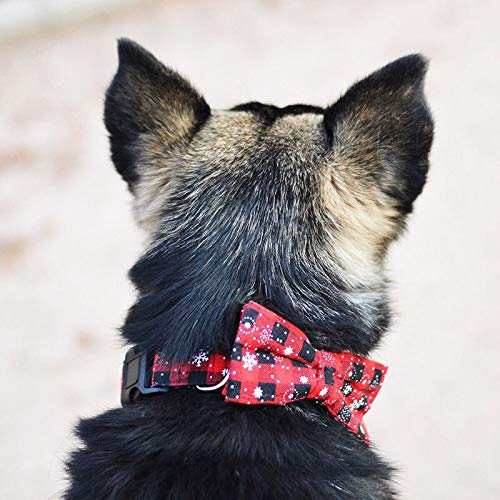 Da.Wa 1X Lindo Perro Cachorro Gato Moda Collar de Lazo Rojo Copo de Nieve Navidad L
