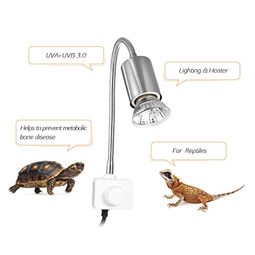 Decdeal Basking Lámpara de Calor halógena UVA UVB de 25W para Reptiles Acuario de Tortuga Lagarto