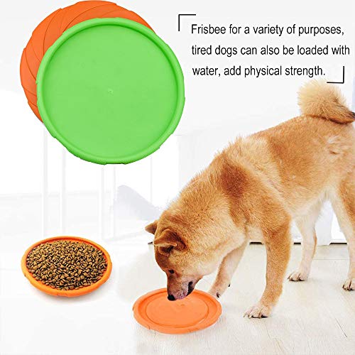DERU Perros interactivos Frisbee, 2 Pcs Frisbee Perro, Juguete de Disco Volador para Perro, para Adiestramiento de Perros Juguetes de Tiro, Captura y Juego(Naranja,Verde)